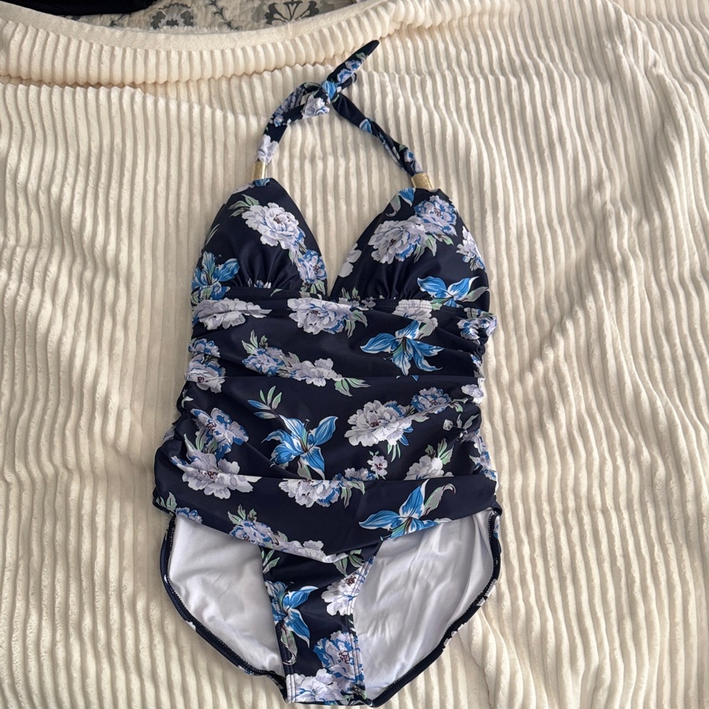Amazon Blue and White One Piece Swimsuit